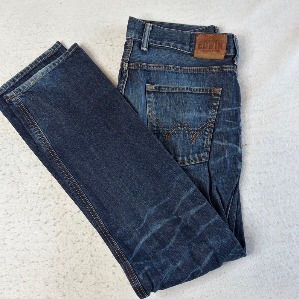Edwin Selvage Denim Jeans Mens 32x34 Blue SK505E Made in Japan Straight Leg
